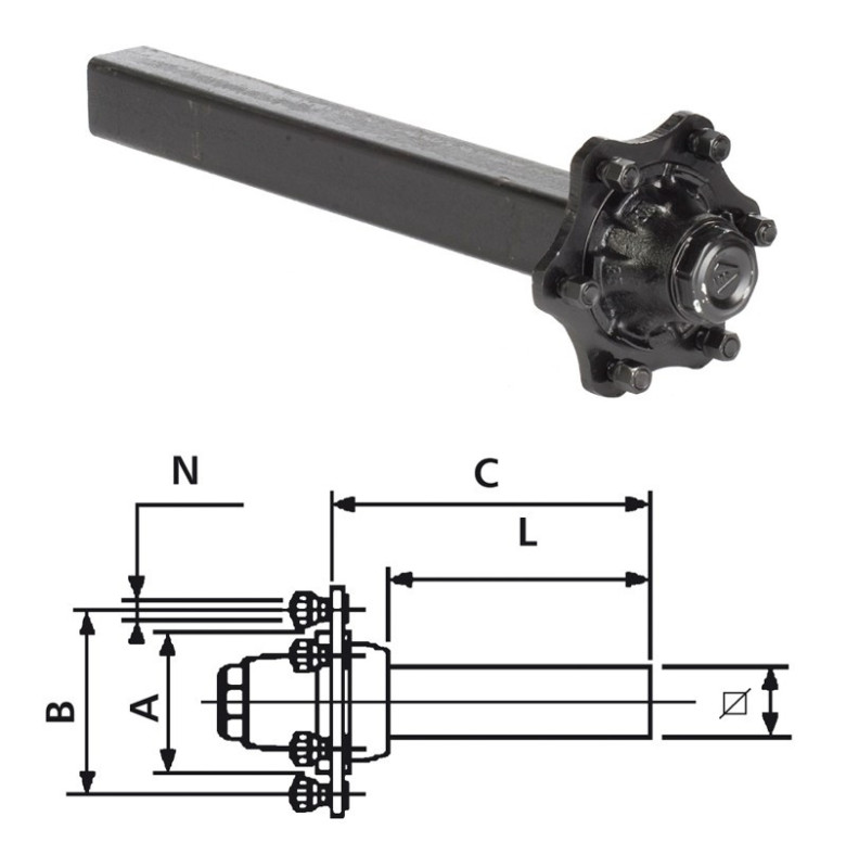 Laufachsstummel 900/1050/750 kg bei 40 km/h