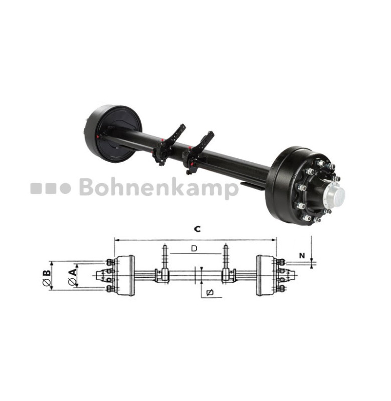 Bremsachse, 15000/16000/14000 KG/40 km/h * Löbbing